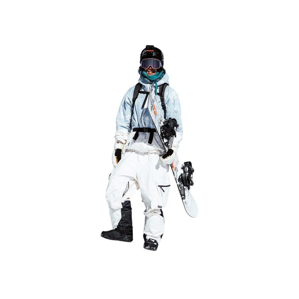 Li Ning Ski Series Loose Fit Waterproof Cargo Ski Pants Unisex Pants Black White AHXT015-3