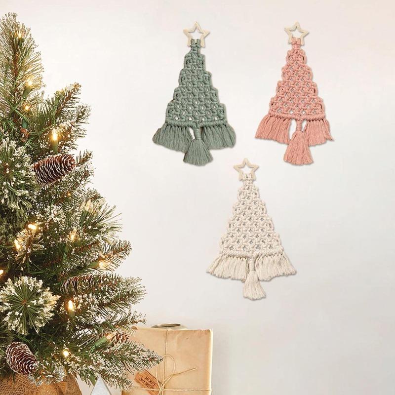 Tree Christmas Macrame Kit Diy Macrame Woven Tree Kit Handmade Woven Xmas Boho Wall Hangings Ornaments For Christmas Decor
