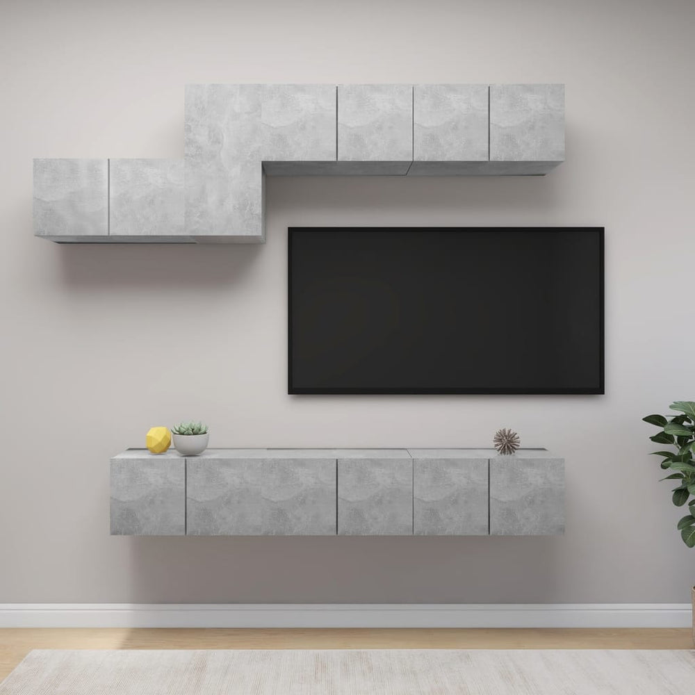 Ensemble de meubles TV 7 pcs  béton Bois d'ingénierie