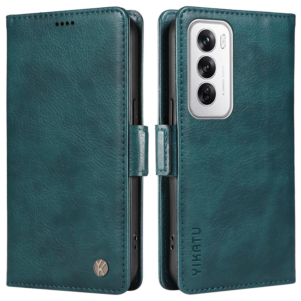 YIKATU YK-007 For Oppo Reno12 5G (Global) Phone Case Anti-Drop PU Leather Stand Wallet Cover