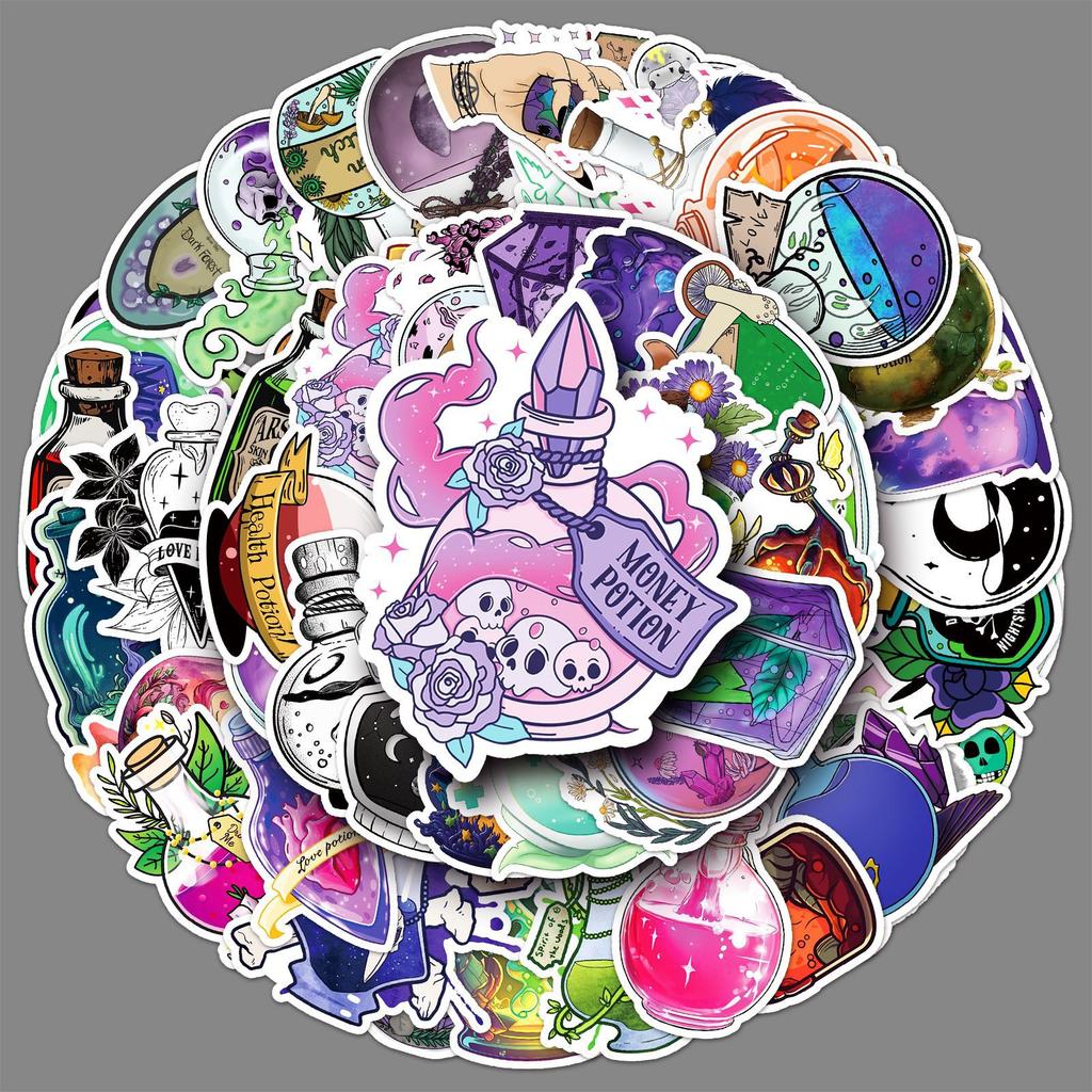 50 Magic Potion Graffiti Stickers Personalized Creative Decoration Mobile Phone Case Suitcase Water Cup Waterproof Stickers