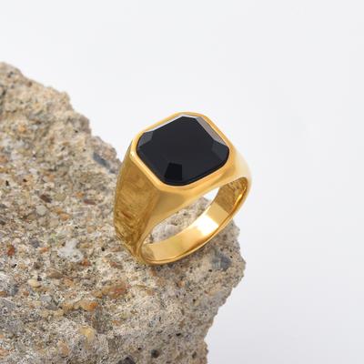 Men's/Women High Quality 316LStainless Steel Onyx Party Rings Fashion Trend Titanium Steel Ring
