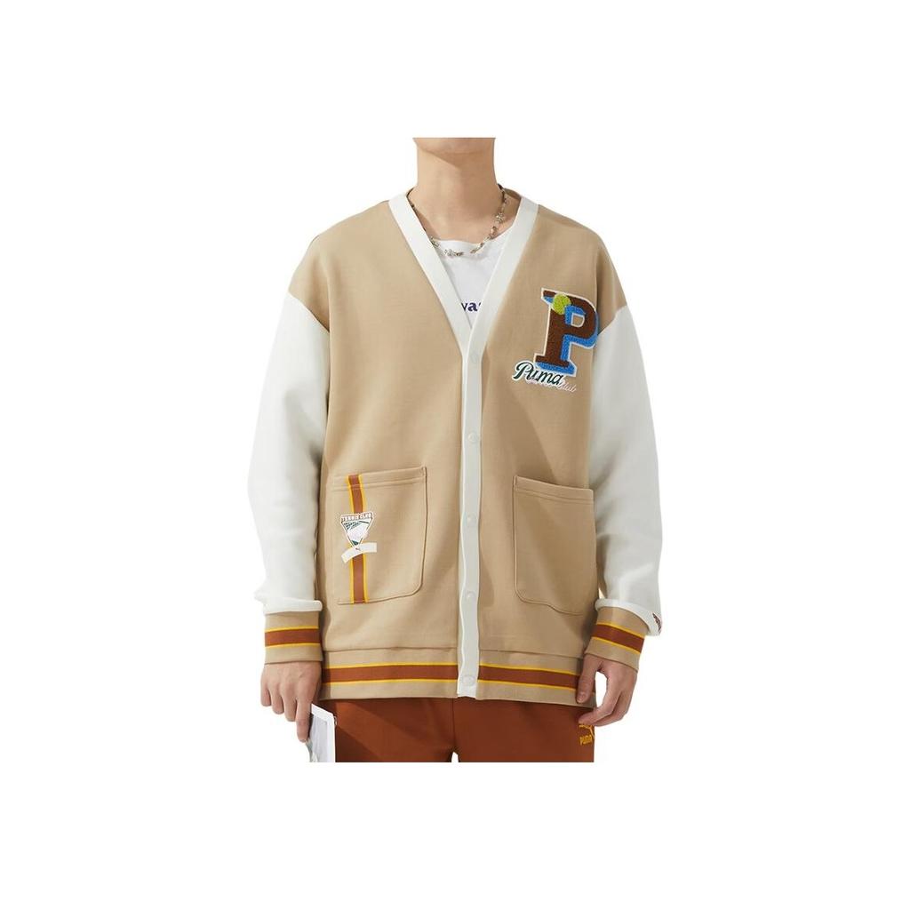 Puma Color Block Casual Long Sleeve Jacket Unisex Jacket Khaki 625798-83