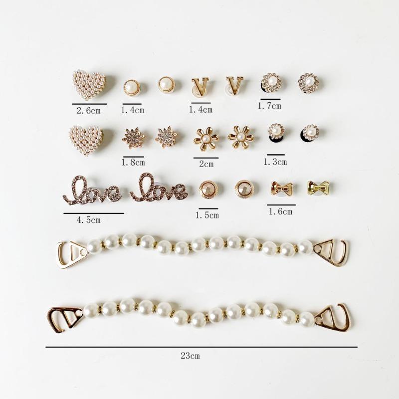 

22 шт. роскошный дизайнерский брелок для обуви Crocs DIY металлическая жемчужная цепочка для обуви украшение пряжка для Croc брелки для обуви аксессуары