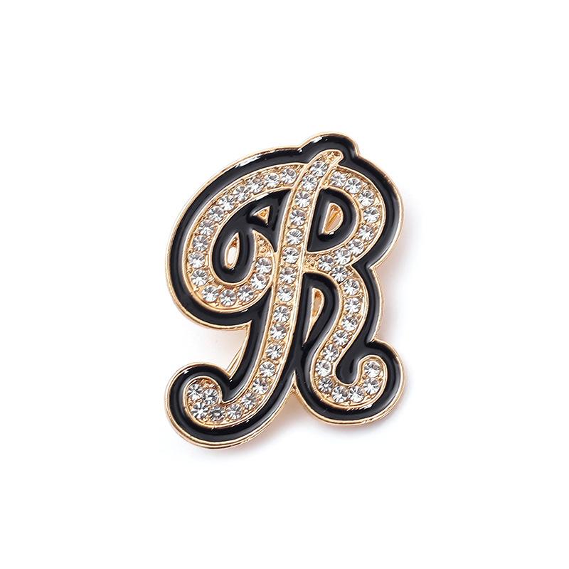 Fashion Women Rhinestone Brooch A-Z English Letter Metal Corsage Pins Crystal Alphabet Jewelry Shirt Clothes Accessories Gift
