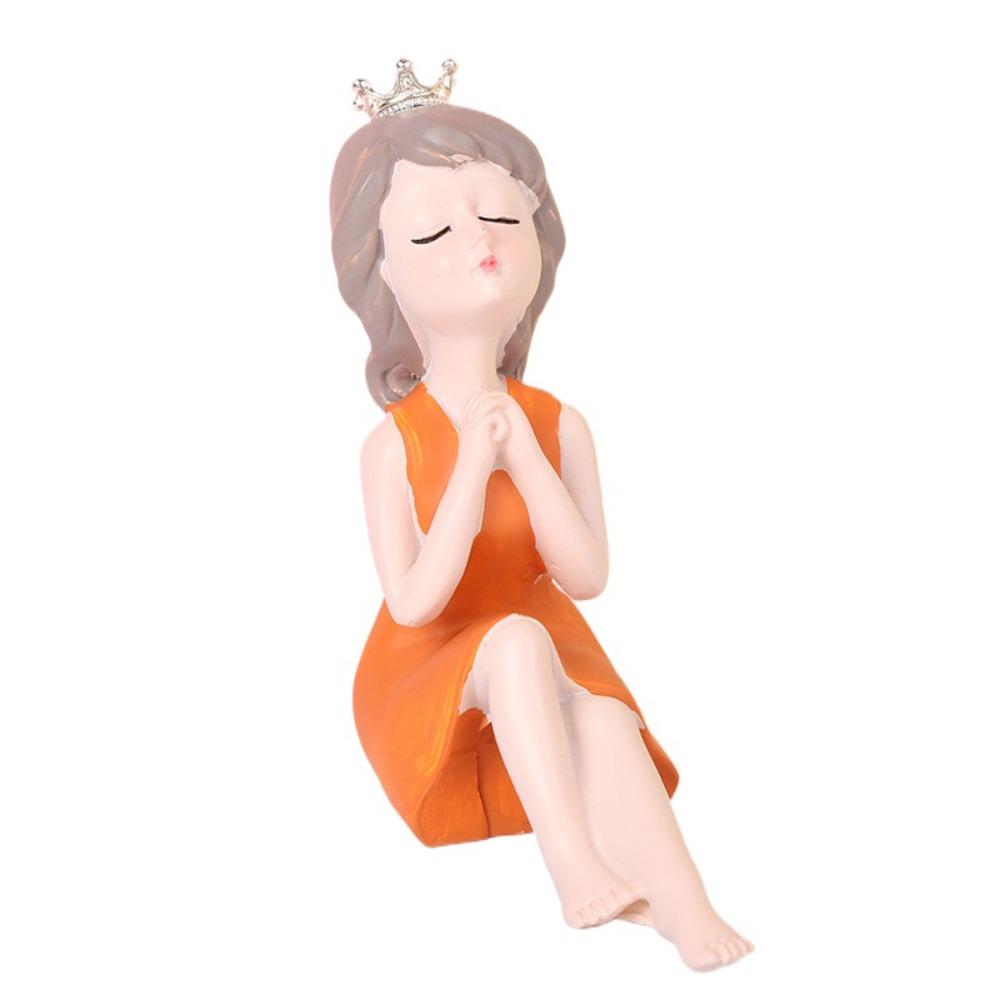 Resin People Sculpture Creative Miniatures Figurine Desktop Ornament Little Girl Statue  Home
