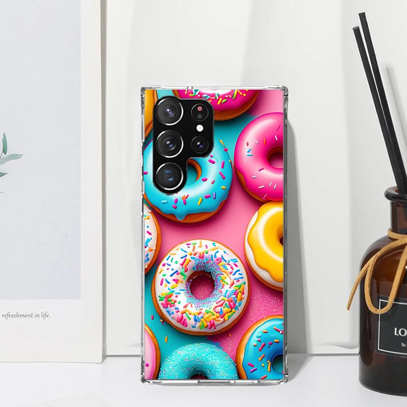 Macaron Ice Cream Cake Doughnut Phone Case For Samsung Galaxy S26 S25 Edge S24 FE S23 S22 Ultra S21 Plus S20 + Art Fundas Back C