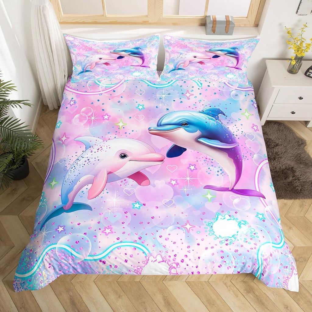 Comforter Jumping Dolphin Marine Themed Bedding Set King Full Twin For Kids Adults Decor Microfiber Ocean Animals