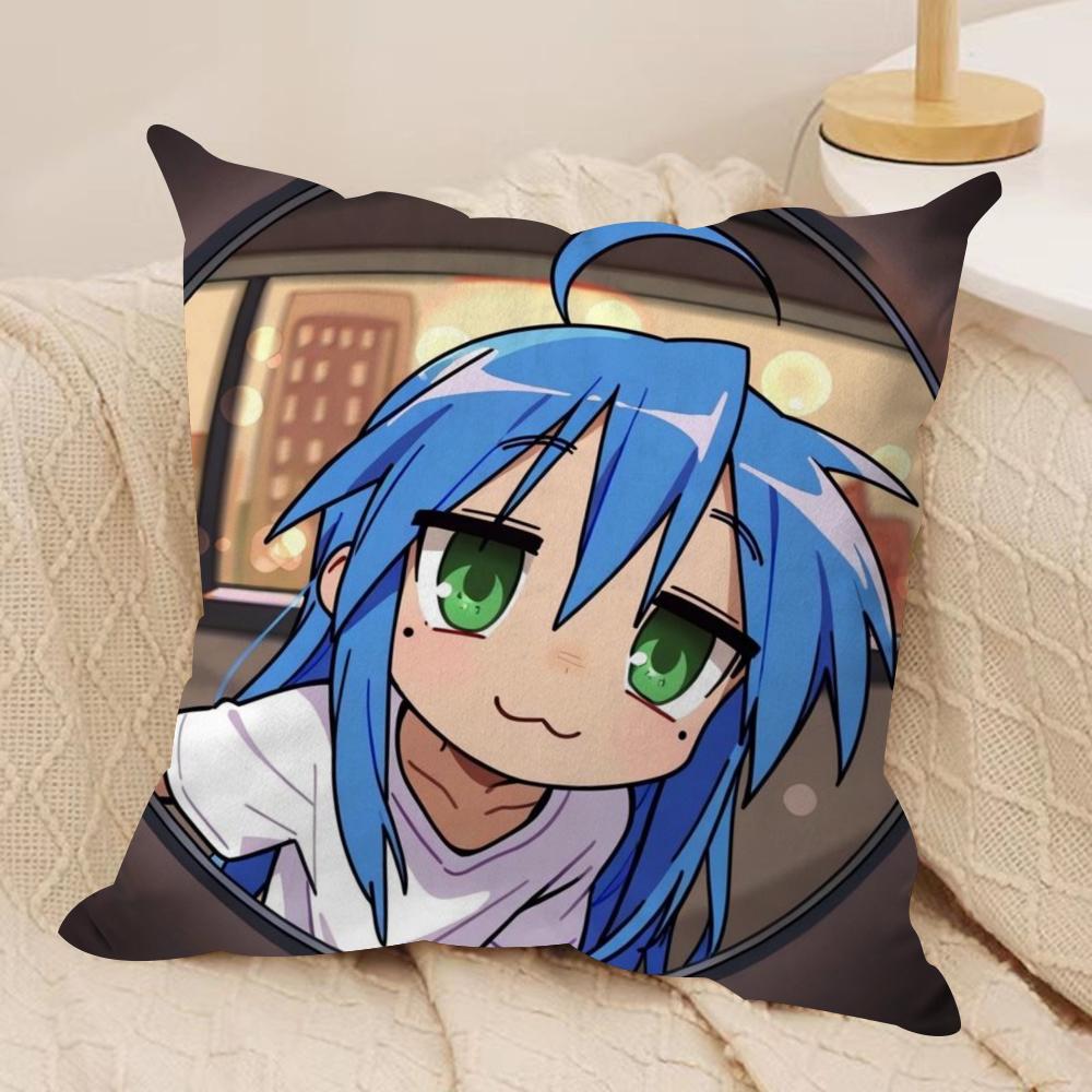 Anime L-Lucky Star K-konata Cushion Cover Soft Plush Fabric Double-Sided Printed Sofa Cushion Cover for All Seasons Home Decor