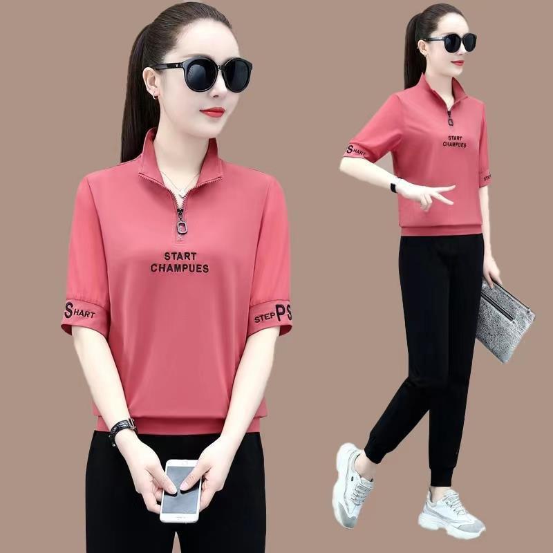 Suit Women's Summer Korean Style Fashion Short-sleeved Running Suit Women's Casual Two-piece Set Thin Section