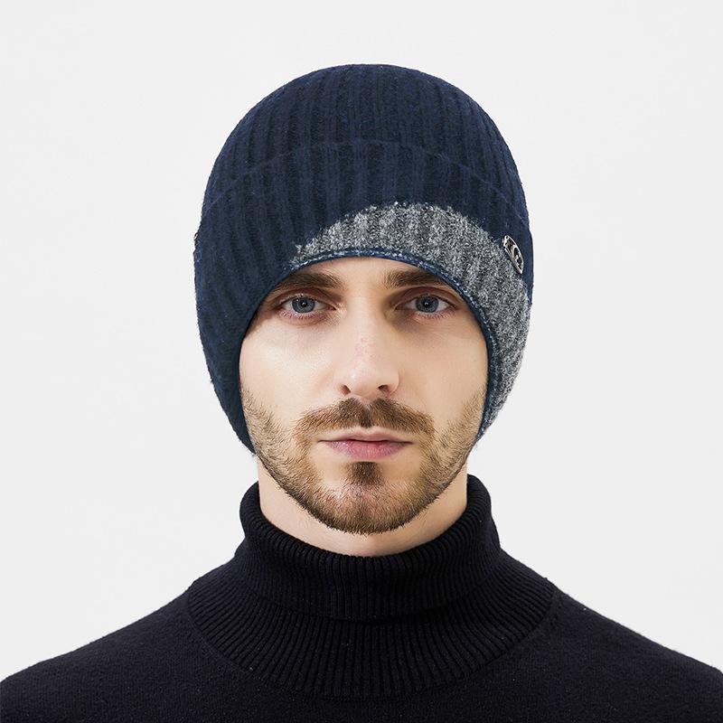 Winter Wool Hat Scarf Two-Piece Warm Wool Hat Men Women Cold-Proof Ear Protection Knitted Hat