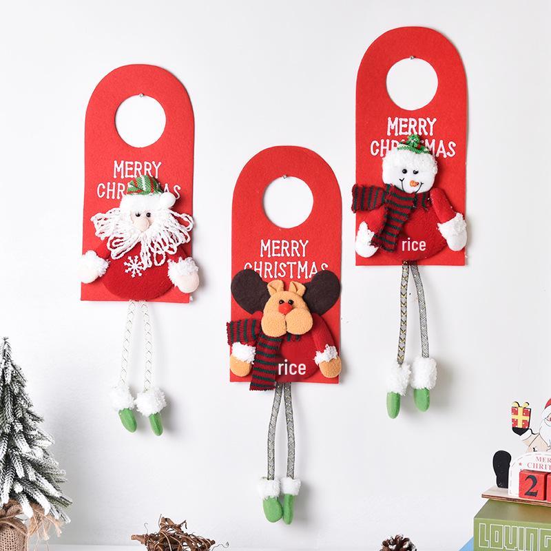 

Christmas Cartoon Snowman & Old Man Fabric Ornaments for Window & Door Display Reindeer Door Hanger
