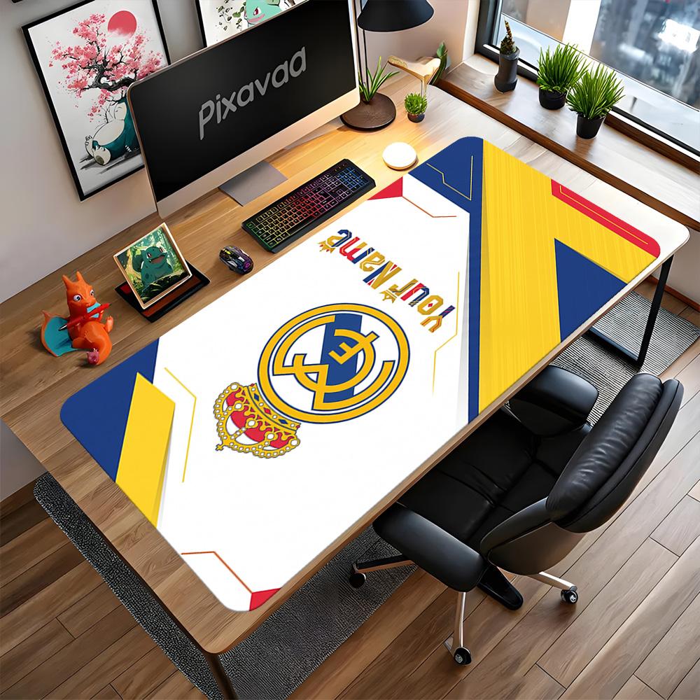 Real Madrid Club Customize Text Mouse Pad Keyboard Pad Computer Desk Keyboard Mat Non-Slip Rubber Bottom Suitable for Office Gaming PC Laptop