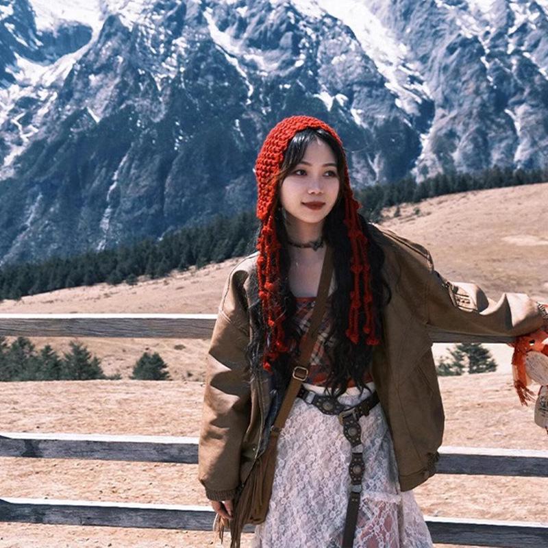 Kawanishi Women's Handmade Wool Beanie with Tassel and Ear Protection