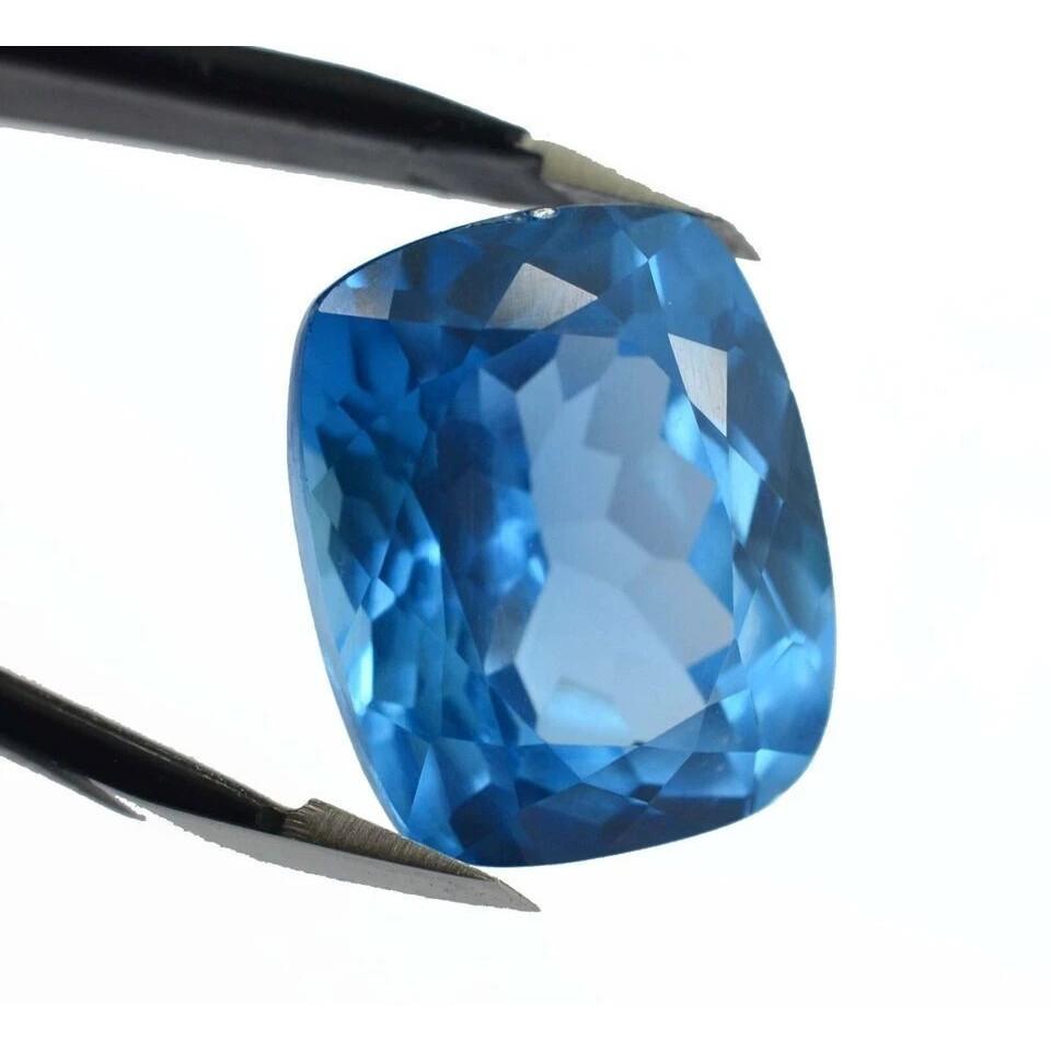 11 Ct+ Natural Santa Maria Blue Aquamarine Cushion Cut Loose Gemstone