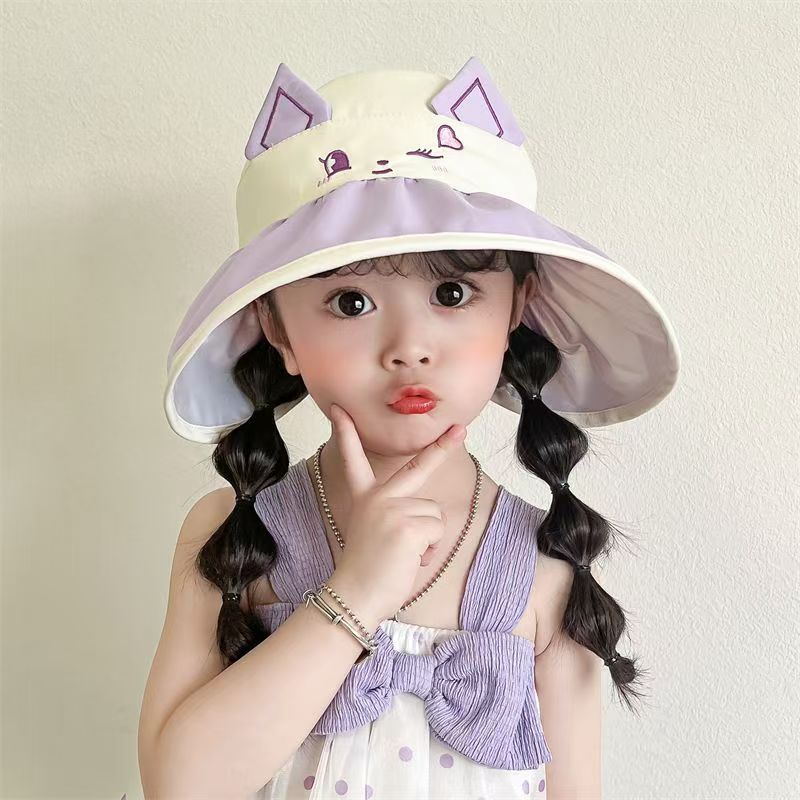 

Summer thin sun hat for boys and girls, foldable sun hat, fully covered fisherman hat, breathable sun hat One Size фіолетовий