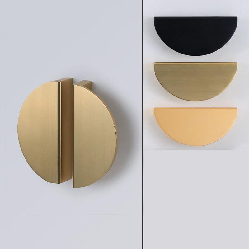 1PC Wardrobe Door Pulls Furniture Drawer Knob Handle Aluminum Alloy Pulling Half Moon Door Handle Cupboard Shoe Cabinet