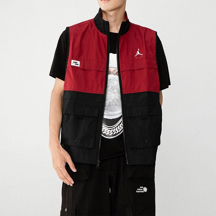 Jordan Casual Letter Print Zip-Up Spliced Vest Men Vests Red DC7305-677
