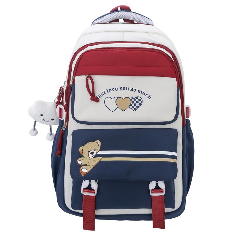 

Женский рюкзак большой вместимости, школьная сумка в стиле колледжа, мужской рюкзак с цветными блоками синий/красный