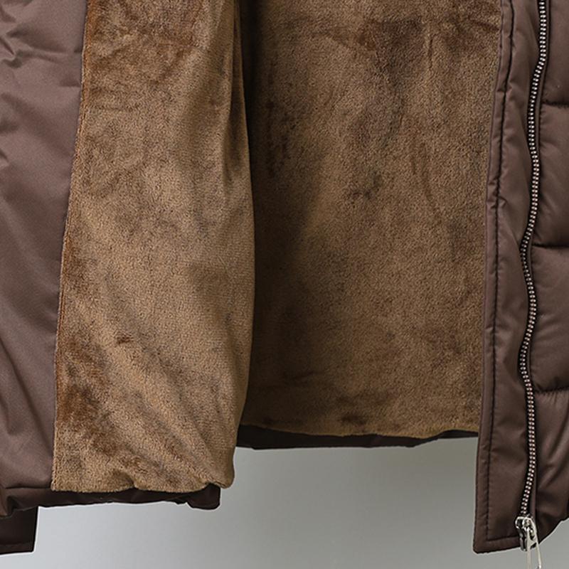 Mote Vinterkåpe Dame Parkas Hette Fuskepelskrage Tykk Varm Damejakker Med Belte