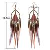 Bohemian Feather Earrings Personalized Long Style Tassel Retro Exaggerated Ethnic Style Tibetan Earrings for Women
