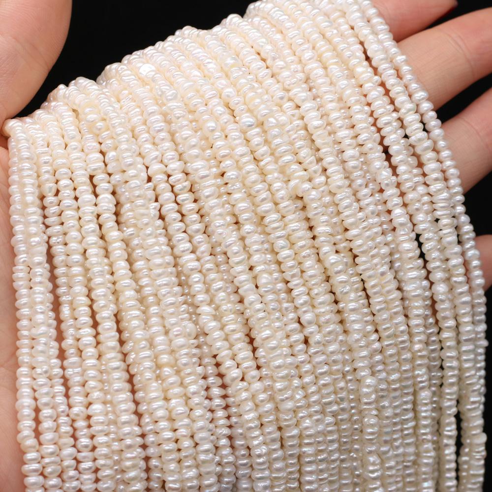 1String, Potato Shape Pearls, 3-3.5mm, White Natural Freshwater Pearl Beads for Jewelry Making DIY Supplies, Women's Craft Gifts 36cm