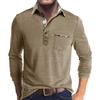 Mens Long Sleeve Lapel Casual Polo Shirt Daily Tops