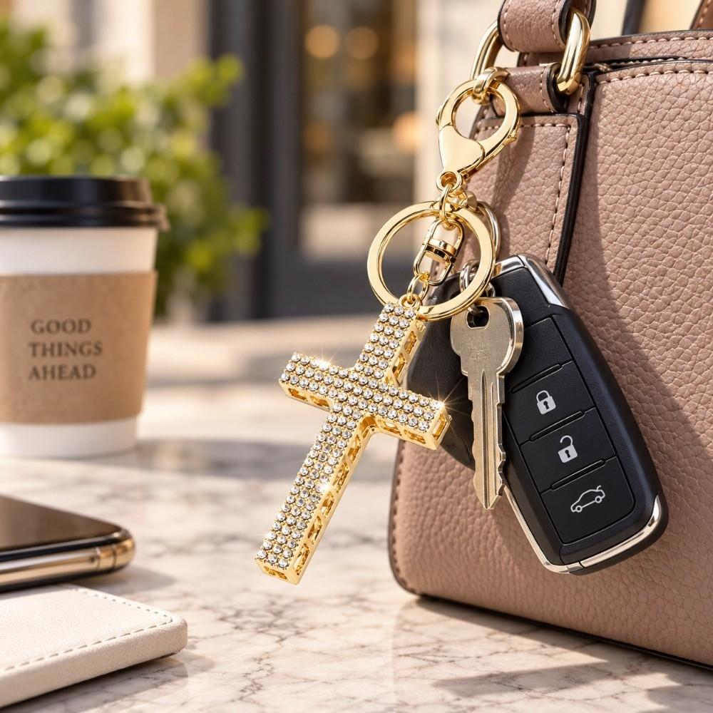 2pcs Diamond Rhinestone Bag Charm Pendant Small Size Key Ring Accessory Backpack Accessories