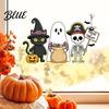 Halloween Window Cling Static Glass Sticker No Residue Reusable Clings Festive Sticker Decal with Dwarf Wizards Black Cats Ghosts Skeletons Pattern