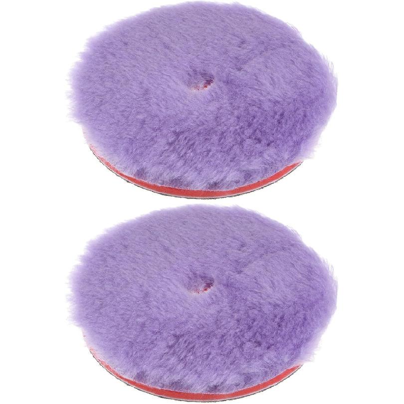 

HARFINGTON 2pcs Wool Polishing Pads, 5.5 inch Purple Wool Buffing Wheel with Hook and Loop for Car Polisher Car Polishing and Buffing 5.5 Inch
