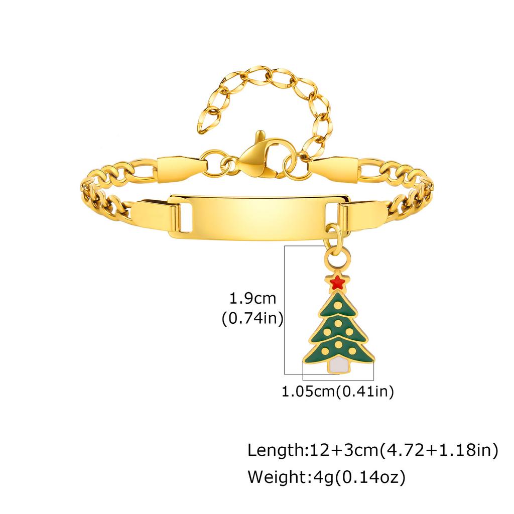 Children'S Christmas Gift, Stainless Steel Curved Sign Dripping Oil Santa Adjustable Children'S Bracelet