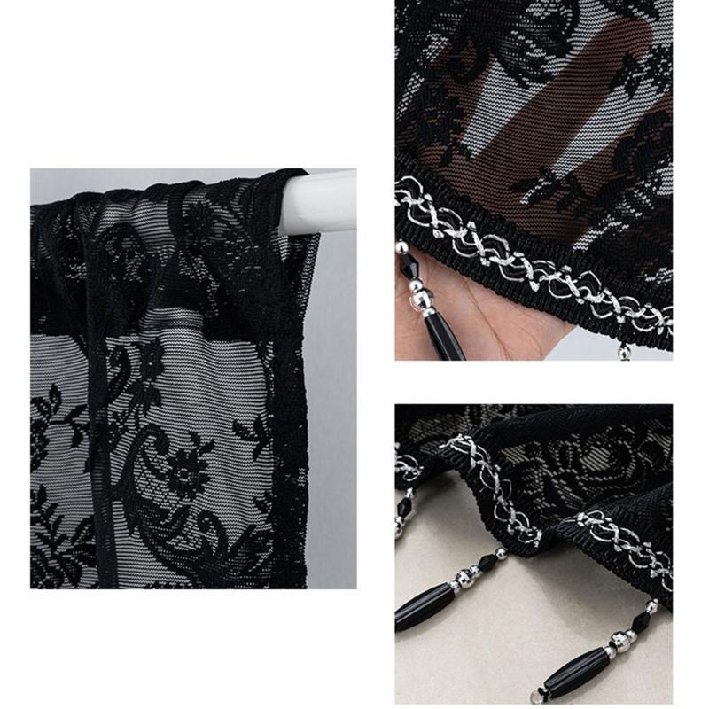 Lace Sheer Curtains Quick Installation Set Sunlight Control Multipurpose Interior Designs Window Covering Set