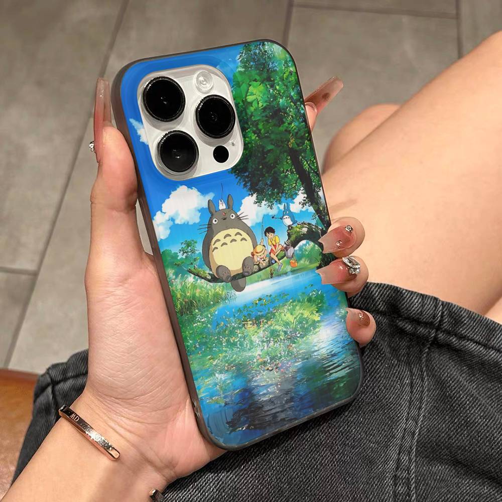 Cartoon Clear Case For-T-T-TotoroS For IPhone 17 16 15 11 12 13 14 Pro Max Plus Pro Corrugated Translucent Back Phone Cover
