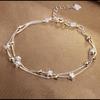 925  Silver Bead Bracelets For Women Korean Designer Double Layer Stars Chain Bracelets Luxury Party Wedding Jewelry