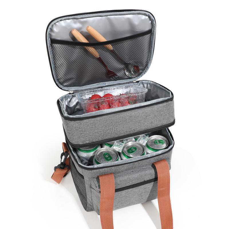 Doppellagige isolierte Crossbody-Lunchtasche für Camping und Picknicks