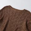 European and American style, new women's clothing, foreign style, long-sleeved one-word collar hollow knitted sweater 1822010