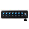LED IP67 Waterproof Marine Boat Rocker Switch Panel 8 Gang Rocker Switch Panel Kit 12V/24V Circuit Breaker Dual USB Slots Light