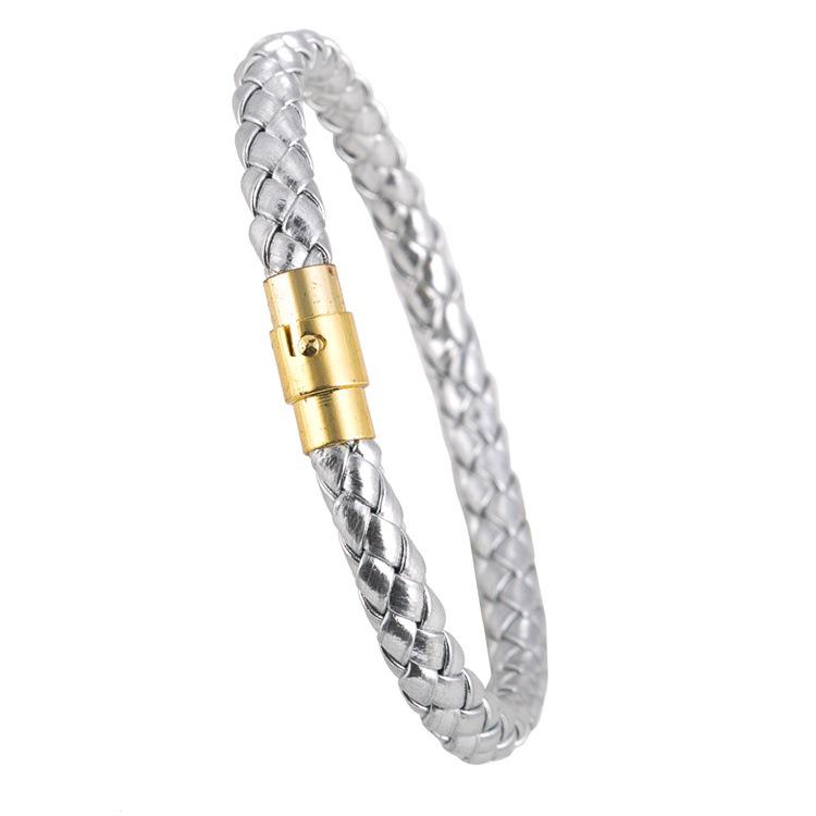 Bangle Leather Unisex Bracelets Gift Wristband Trendy Jewelry Men Women Braided Alloy Button For Loves  Jewelry Accessory