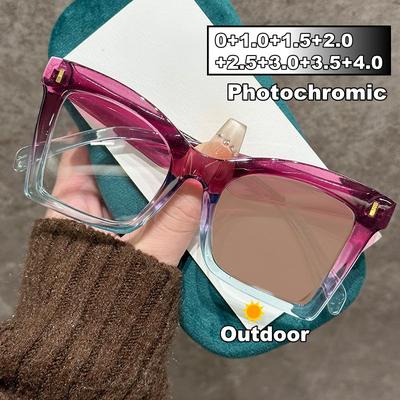 Óculos de leitura fotocromáticos anti-UV unissex, óculos de sol para homens e mulheres, armação grande, óculos de sol para presbiopia, tamanho grande