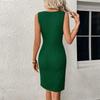 Vestito Vestibilità Donna Nuovo Stile Senza Maniche Svuotato Pieghettato Stile Elegante