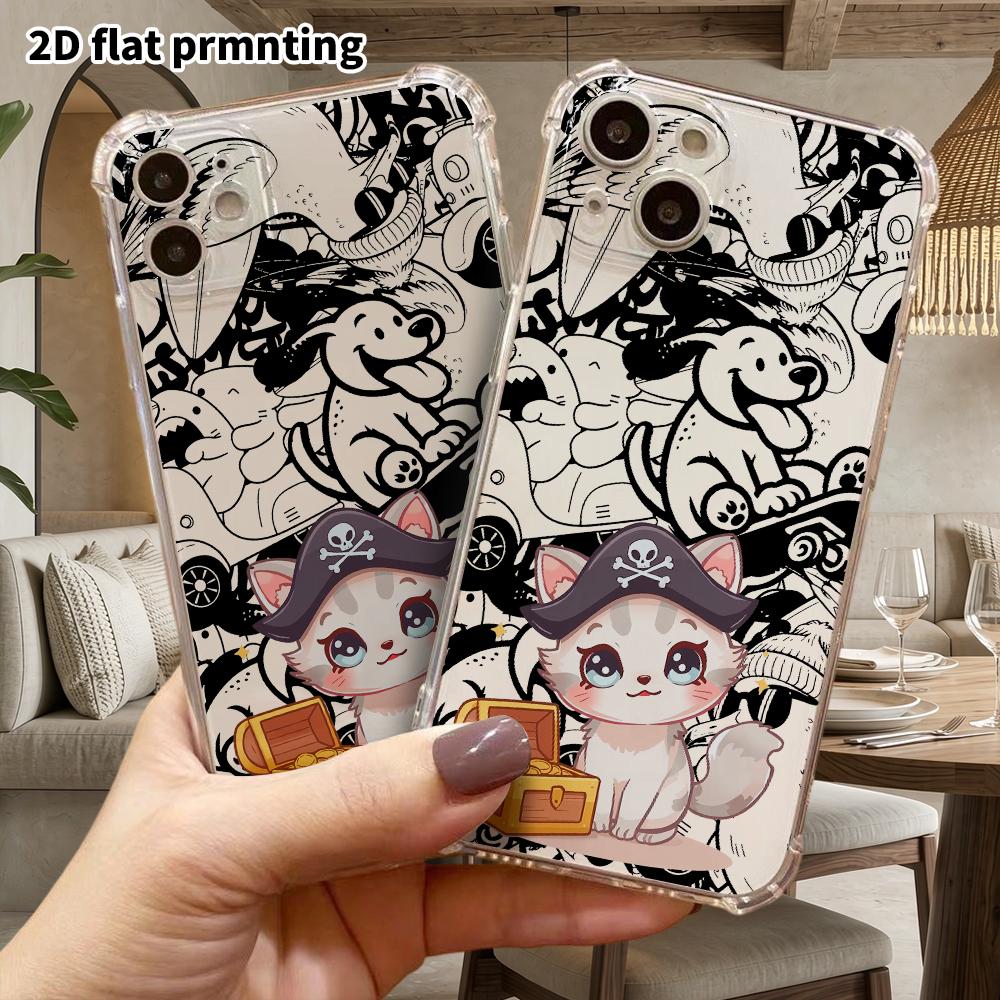 Phone Case: 2D Flat Design, Suitable for iPhone 18 17 16 15 14 13 Pro Protective Case, Pirate Kitten, Perfect Christmas and Halloween Holiday Gift