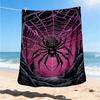 1pc Spider Webbing Decor Throw Blanket Polyester Fiber, Lightweight Flannel, Soft & Warm, All Season Use for Outdoor, Camping Digital Print