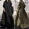 Loose Plain Maxi Blouse Dress Women Long Sleeve Turn Down Collar Shirt Dress