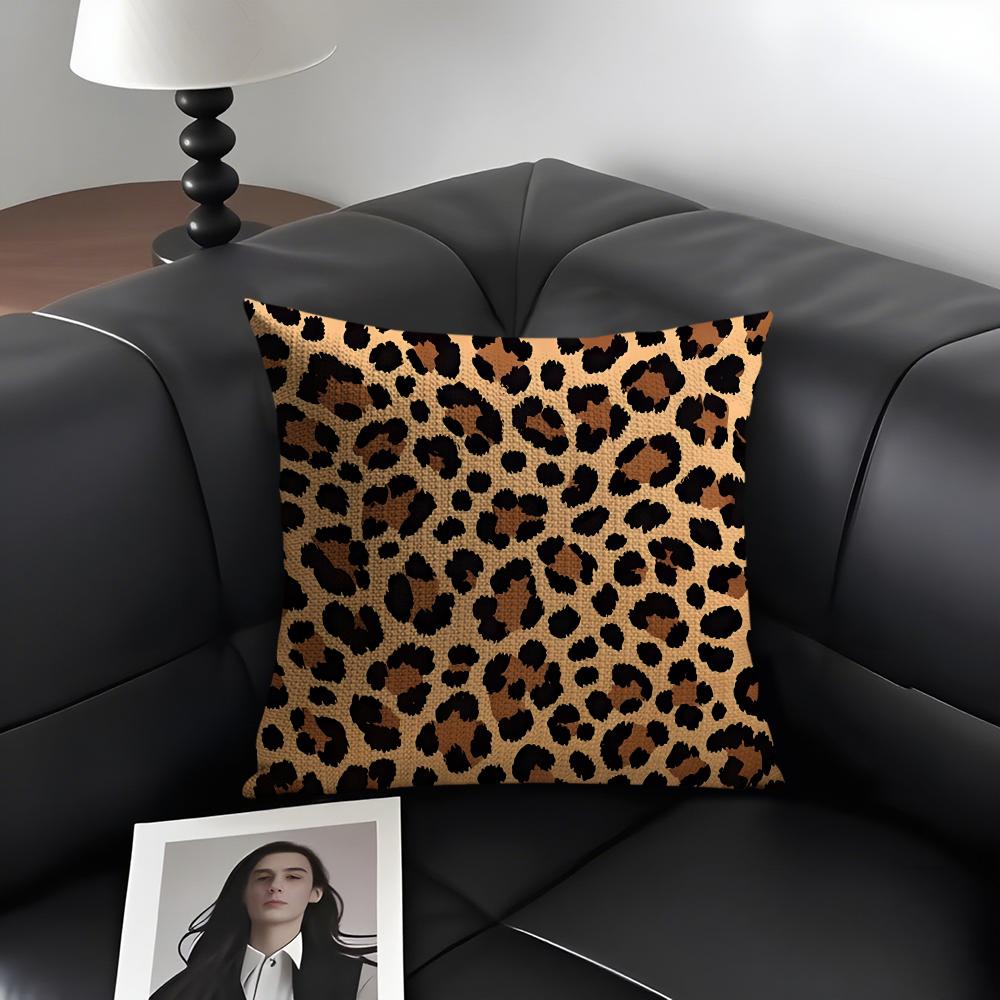 

Leopard Print Fashion Cushion Cover Natural Linen Organic Fabric DoubleSided Printing Sofa Home Decor Gift Pillow Case 30x30cm