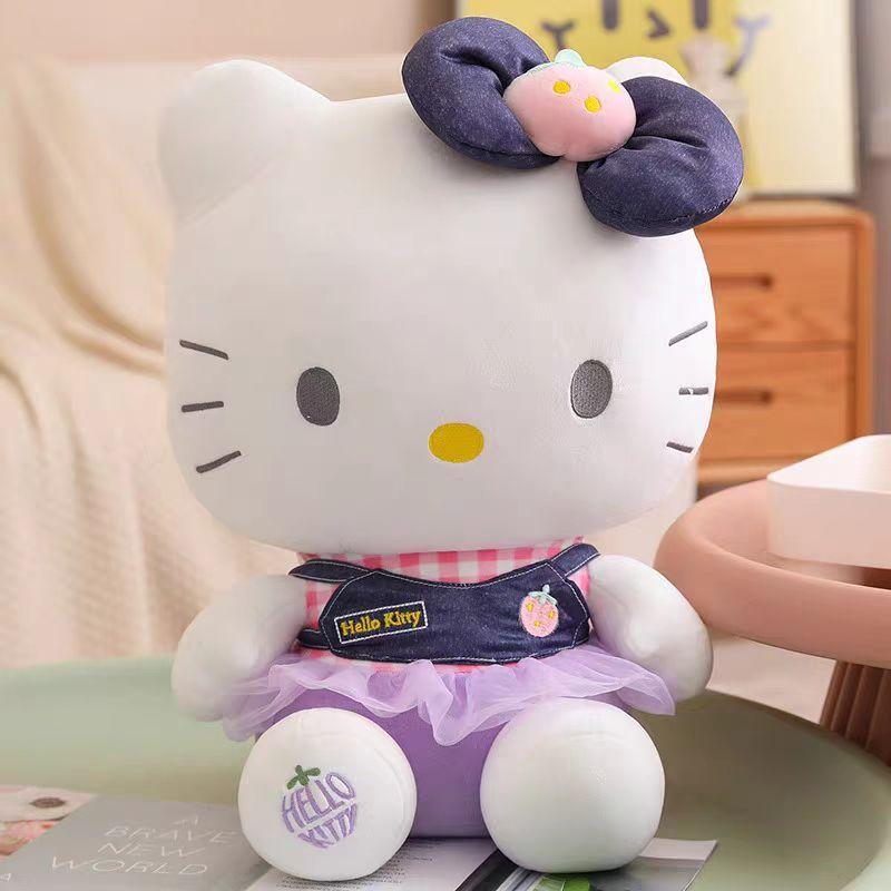 

Джинсовая плюшевая игрушка Hello Kitty с наполнителем из пуха и хлопка, для подарка и в качестве предмета коллекционирования DenimCatSkirt,30cm