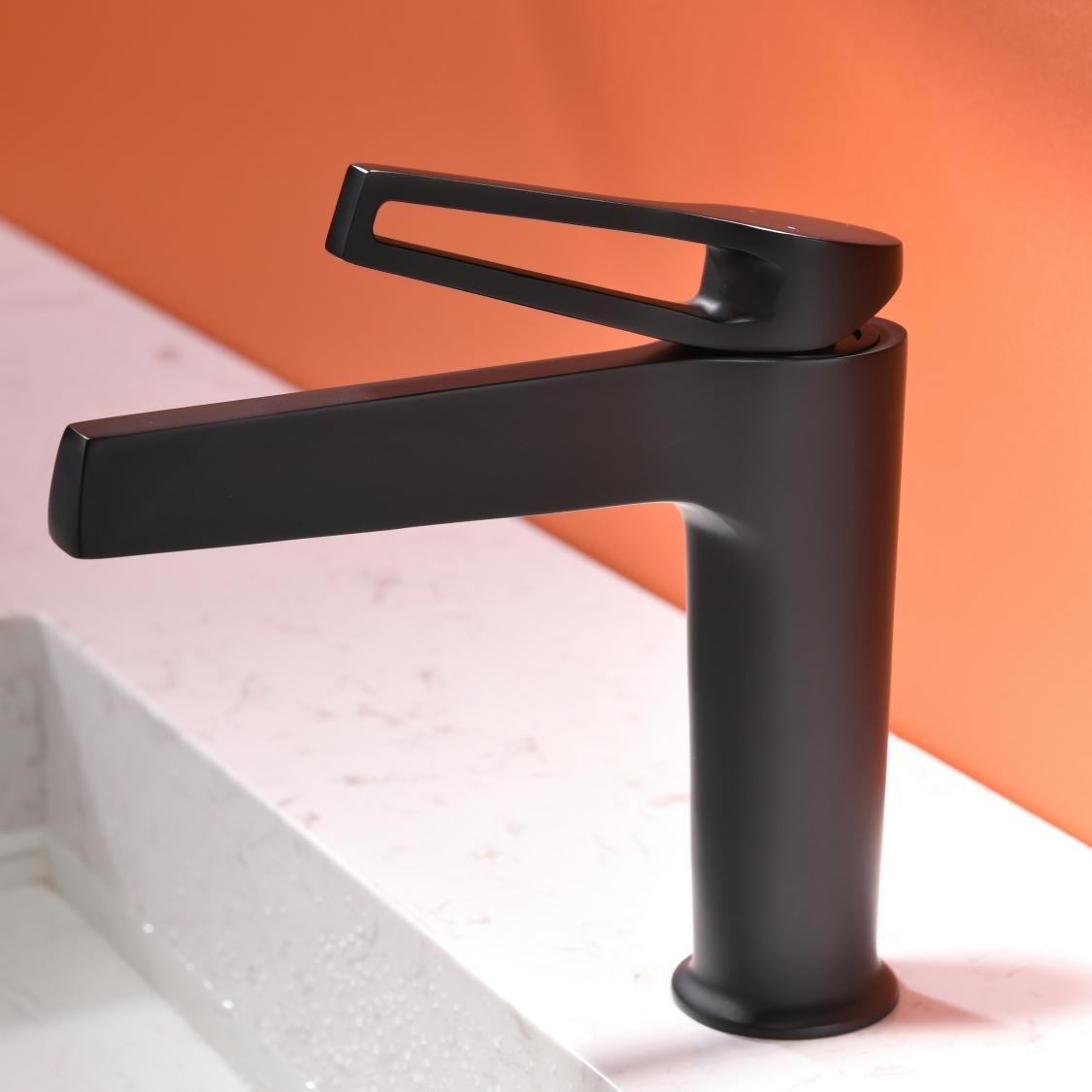 Bathroom Undermount Basin Faucet Waterfall Spout,Cold and Hot Mixer, Hollow-Out Handle, tap Black чёрный