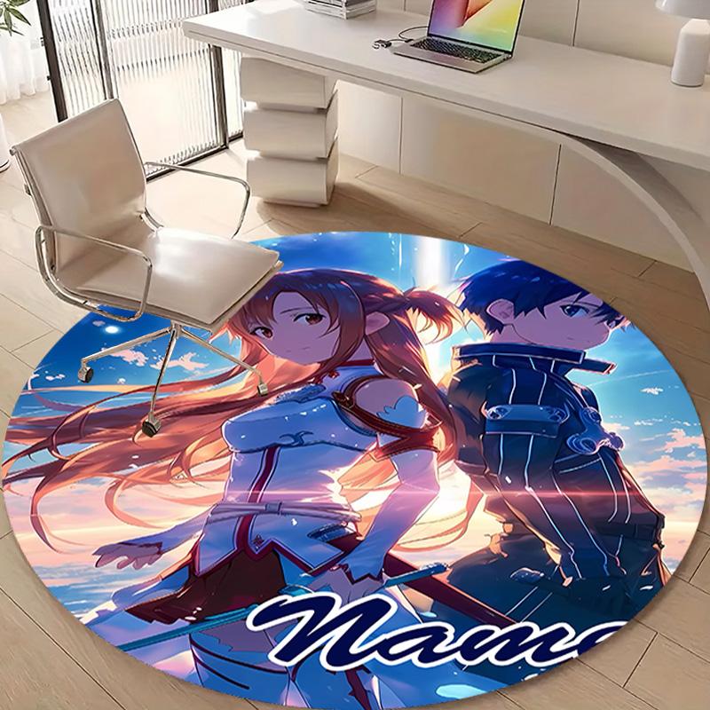 Personalized S-Sword Art Online Round Chair Office Rug - Perfect for Mat, Office Chair & More - Ideal Gift for Birthdays and Holidays