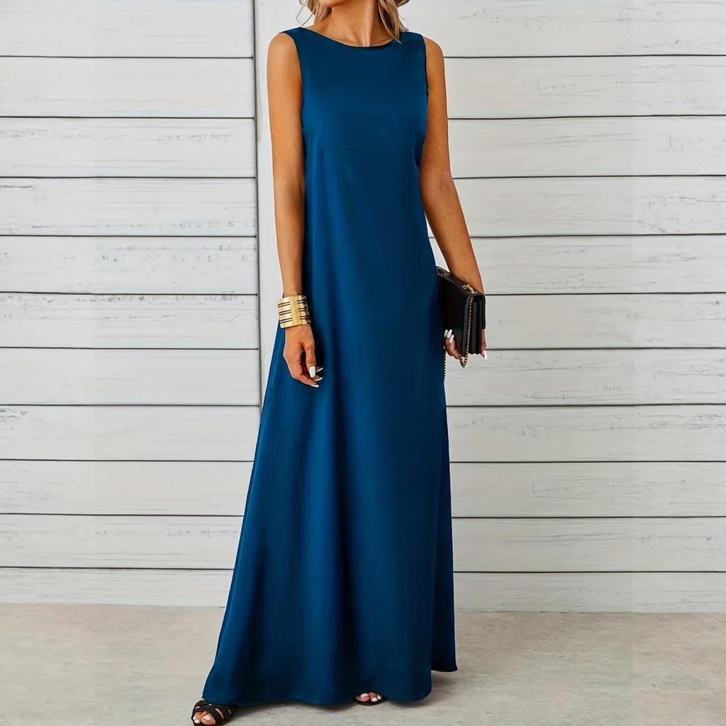 Ladies' Casual Loose Sleeveless Round Neck Vest Dress