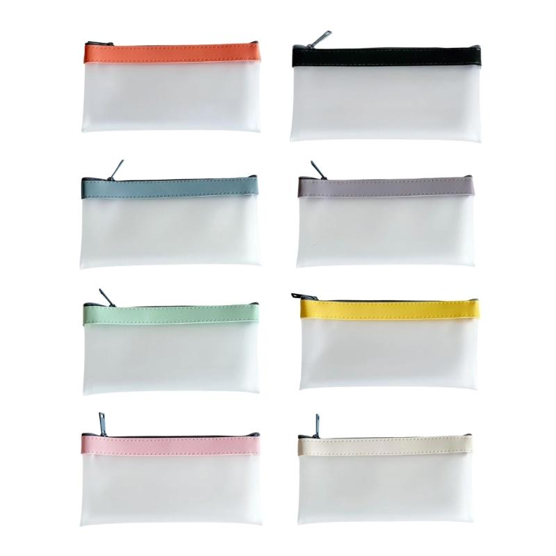 8Pcs Clear Matte Pencil Bag Water Resistant Pencil Case Pen Storage Pouches Portable Pen Organizers Travel Cosmetic Bag 1