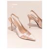 Damen Sommer Neue Mode Schick Spitz Zehen Stiletto Absatz Französisch Elegant Slingback Sandalen - Nude Bequem Hohe Absatzschuhe